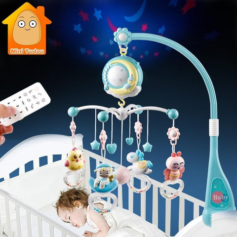 Baby Crib Mobiles Toys Holder Rotating Crib Mobile Bed Musical Box Projection 0-12 Months Newborn Infant Baby Boy Toys